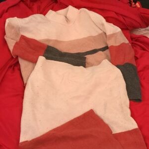 Free People Multicolor Turtleneck Sweater And Long Skirt Set.